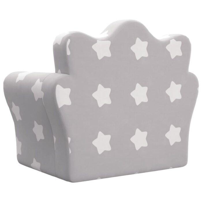 Canapé-lit pour enfants gris clair avec étoiles peluche douce – Image 4