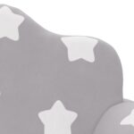 Canapé-lit enfant 2 places gris clair étoiles peluche douce – Image 4