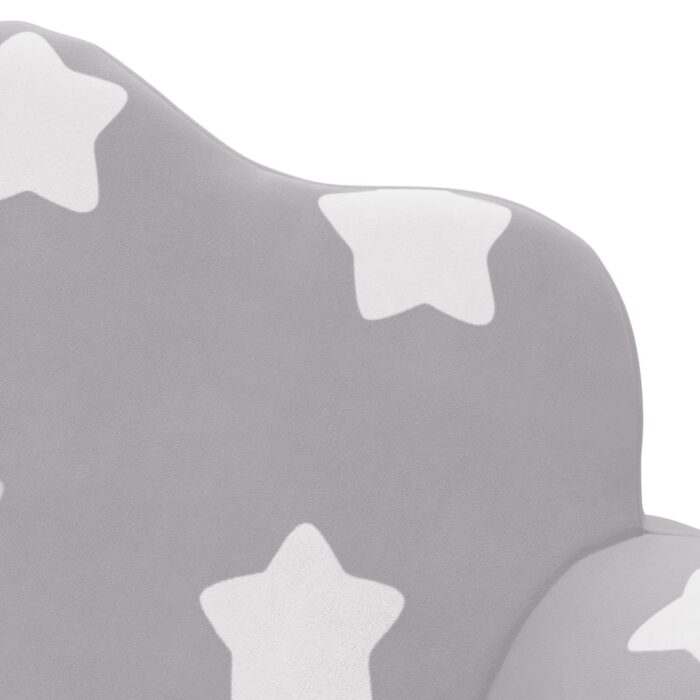 Canapé-lit enfant 2 places gris clair étoiles peluche douce – Image 4