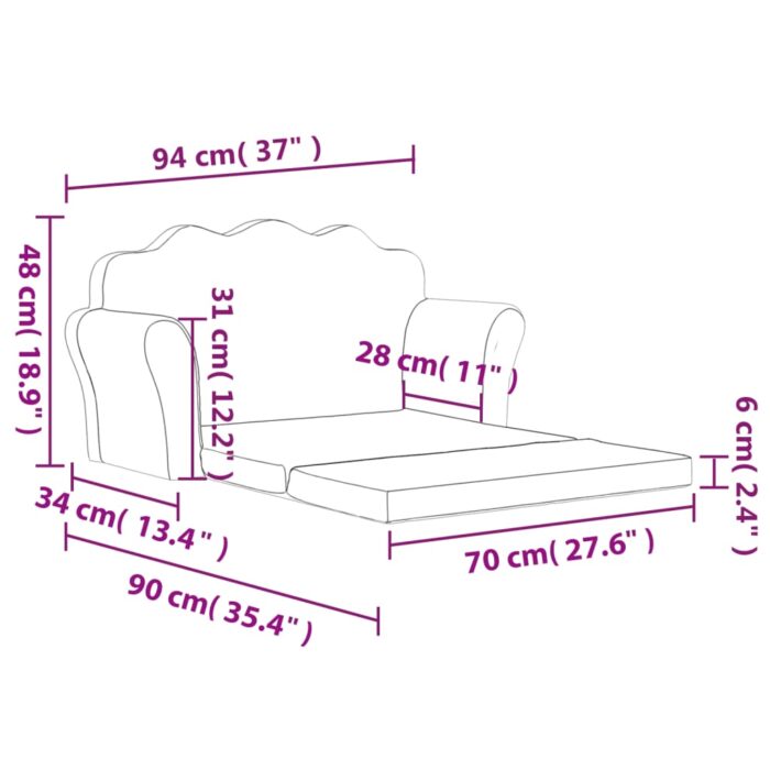 Canapé-lit enfant 2 places gris clair étoiles peluche douce – Image 6