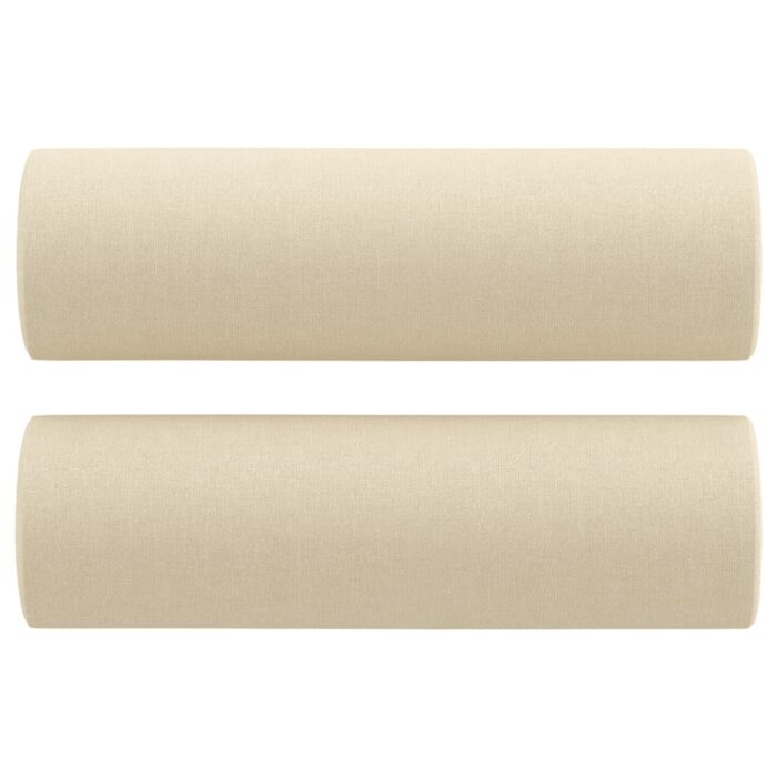 Canapé 2 places avec oreillers décoratifs crème 140 cm tissu – Image 3
