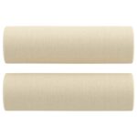 Canapé 3 places avec oreillers décoratifs crème 180 cm tissu – Image 3