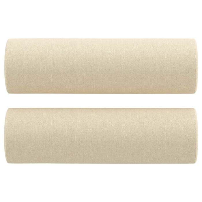 Canapé 3 places avec oreillers décoratifs crème 180 cm tissu – Image 3