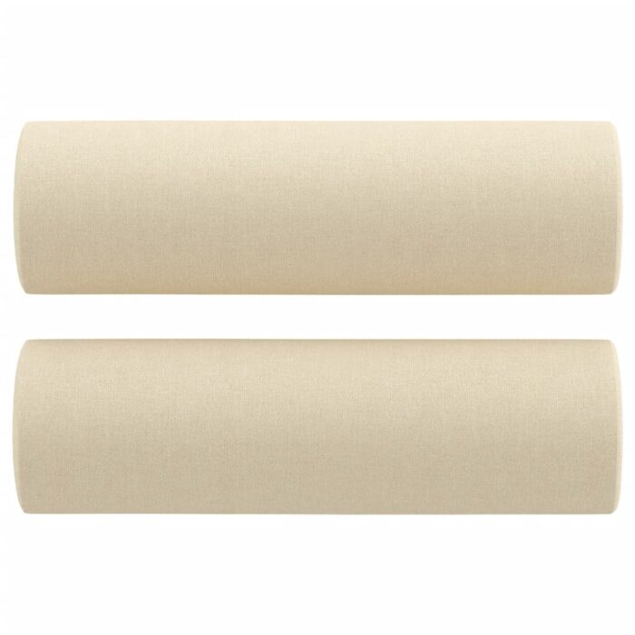 Canapé 2 places avec oreillers décoratifs crème 120 cm tissu – Image 3