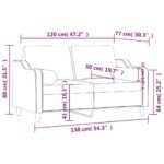 Canapé 2 places avec oreillers gris clair 120 cm tissu – Image 6