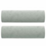 Canapé 2 places avec oreillers gris clair 120 cm velours – Image 3