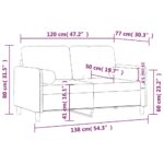 Canapé 2 places avec oreillers gris foncé 120 cm velours – Image 6