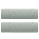 Canapé 3 places avec oreillers gris clair 180 cm velours – Image 3