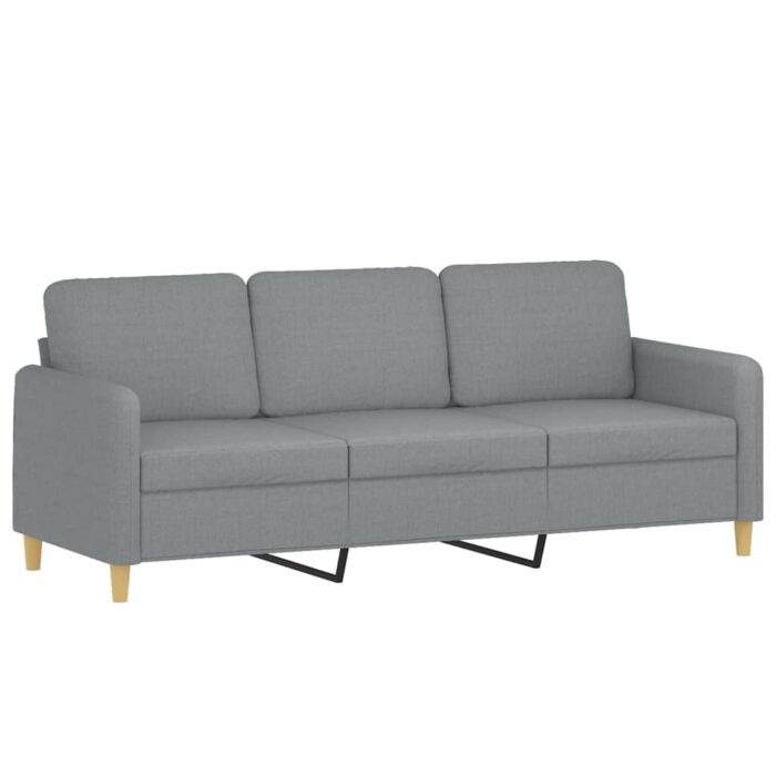 Canapé 3 places avec oreillers gris clair 180 cm tissu – Image 2