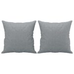 Canapé 3 places avec oreillers gris clair 180 cm tissu – Image 3