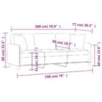 Canapé 3 places avec oreillers gris clair 180 cm tissu – Image 6