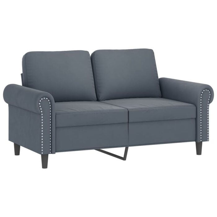 Canapé 2 places avec oreillers gris foncé 120 cm velours – Image 2