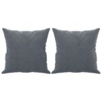 Canapé 2 places avec oreillers gris foncé 120 cm velours – Image 3