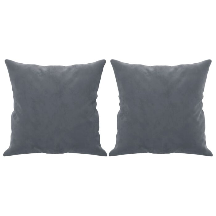 Canapé 2 places avec oreillers gris foncé 120 cm velours – Image 3