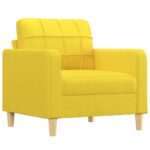 Fauteuil avec repose-pied Jaune clair 60 cm Tissu – Image 2