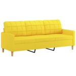 Canapé à 3 places avec repose-pieds Jaune clair 180 cm Tissu – Image 2