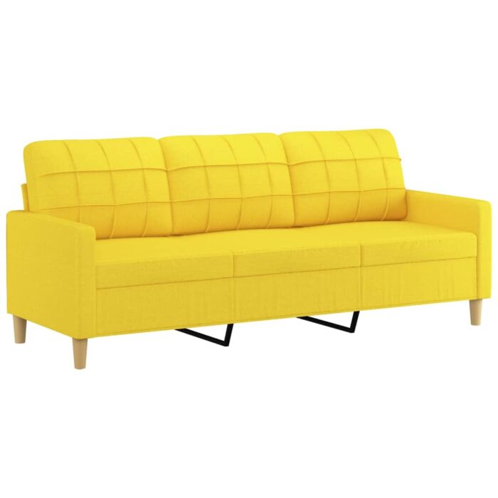 Canapé à 3 places avec repose-pieds Jaune clair 180 cm Tissu – Image 2