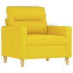 Fauteuil avec repose-pied Jaune clair 60 cm Tissu – Image 2