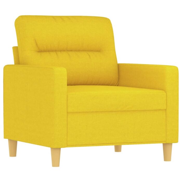 Fauteuil avec repose-pied Jaune clair 60 cm Tissu – Image 2