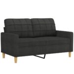 Ensemble de canapés 3 pcs avec coussins Noir Tissu – Image 2