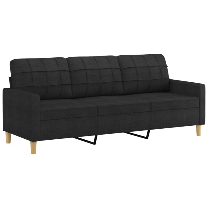 Ensemble de canapés 3 pcs avec coussins Noir Tissu – Image 3