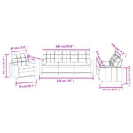 Ensemble de canapés 3 pcs coussins gris clair tissu – Image 8