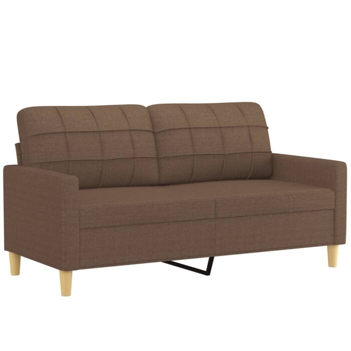 Ensemble de canapés 2 pcs avec coussins Marron Tissu – Image 2