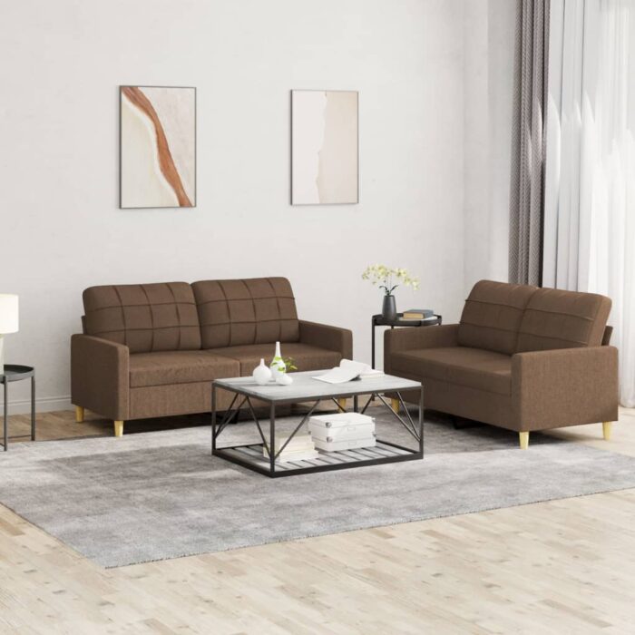 VXL8721012062443_m_en_hd_1.jpg Ensemble de canapés 2 pcs avec coussins Marron Tissu – Image 1