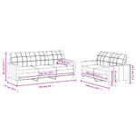 Ensemble de canapés 2 pcs avec coussins Noir Tissu – Image 4