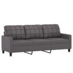 Ensemble de canapés 3 pcs avec coussins Gris Similicuir – Image 3
