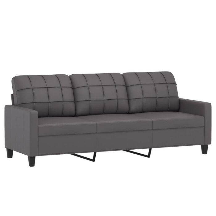 Ensemble de canapés 3 pcs avec coussins Gris Similicuir – Image 3