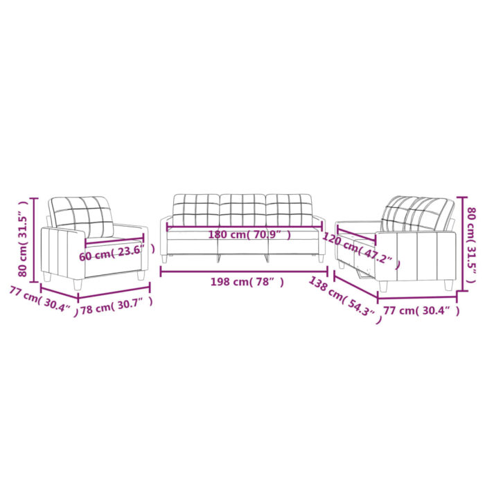 Ensemble de canapés 3 pcs avec coussins Gris Similicuir – Image 6