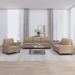 Ensemble de canapés 3 pcs avec coussins Cappuccino Similicuir