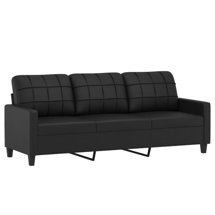 Ensemble de canapés 2 pcs avec coussins Noir Similicuir – Image 2