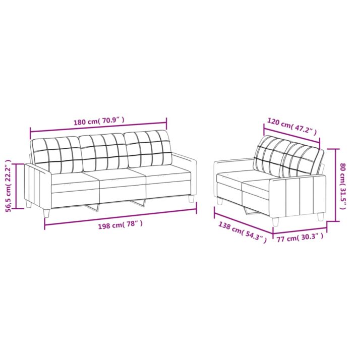 Ensemble de canapés 2 pcs avec coussins Noir Similicuir – Image 5