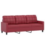 Ensemble de canapés 2 pcs et coussins Rouge bordeaux Similicuir – Image 2