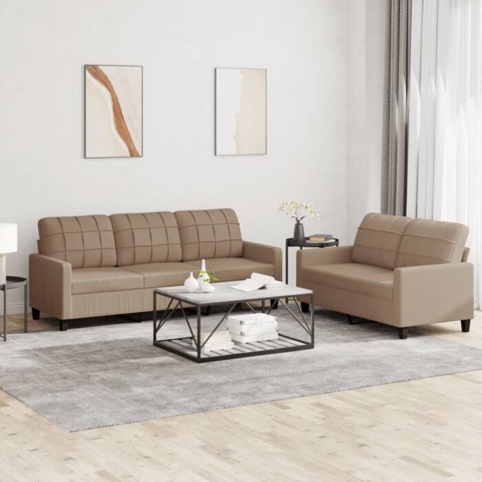VXL8721012063495_m_en_hd_1.jpg Ensemble de canapés 2 pcs avec coussins Cappuccino Similicuir – Image 1