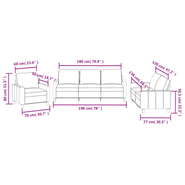 Ensemble de canapés 3 pcs avec coussins Noir Similicuir – Image 6
