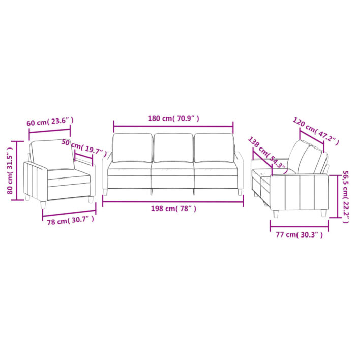 Ensemble de canapés 3 pcs avec coussins Crème Similicuir – Image 6