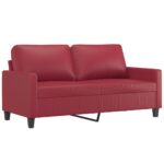 Ensemble de canapés 2 pcs et coussins Rouge bordeaux Similicuir – Image 2