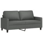 Ensemble de canapés 2 pcs avec coussins Gris foncé Tissu – Image 2