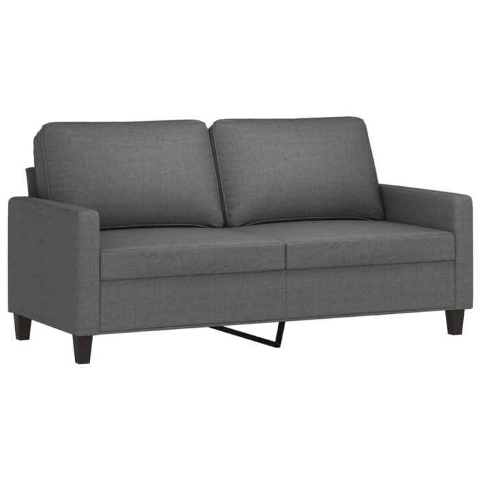 Ensemble de canapés 2 pcs avec coussins Gris foncé Tissu – Image 2