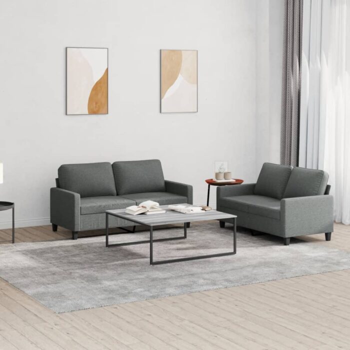 VXL8721012064126_m_en_hd_1.jpg Ensemble de canapés 2 pcs avec coussins Gris foncé Tissu – Image 1