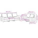 Ensemble de canapés 2 pcs avec coussins Gris clair Tissu – Image 4