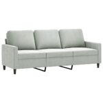 Ensemble de canapés 3 pcs avec coussins Gris clair Velours – Image 3