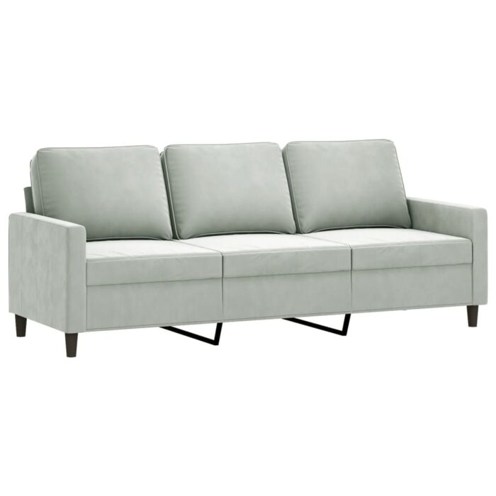 Ensemble de canapés 3 pcs avec coussins Gris clair Velours – Image 3