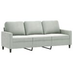 Ensemble de canapés 2 pcs avec coussins Gris clair Velours – Image 2