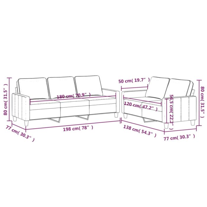 Ensemble de canapés 2 pcs avec coussins Gris foncé Velours – Image 5