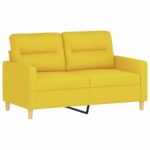Ensemble de canapés 3 pcs avec coussins Jaune clair Tissu – Image 2