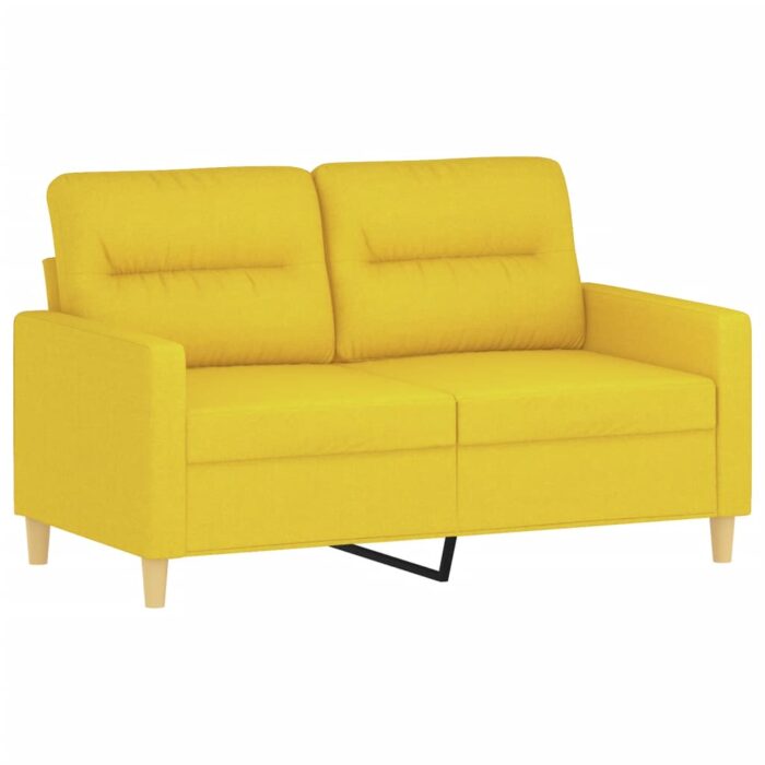 Ensemble de canapés 3 pcs avec coussins Jaune clair Tissu – Image 2